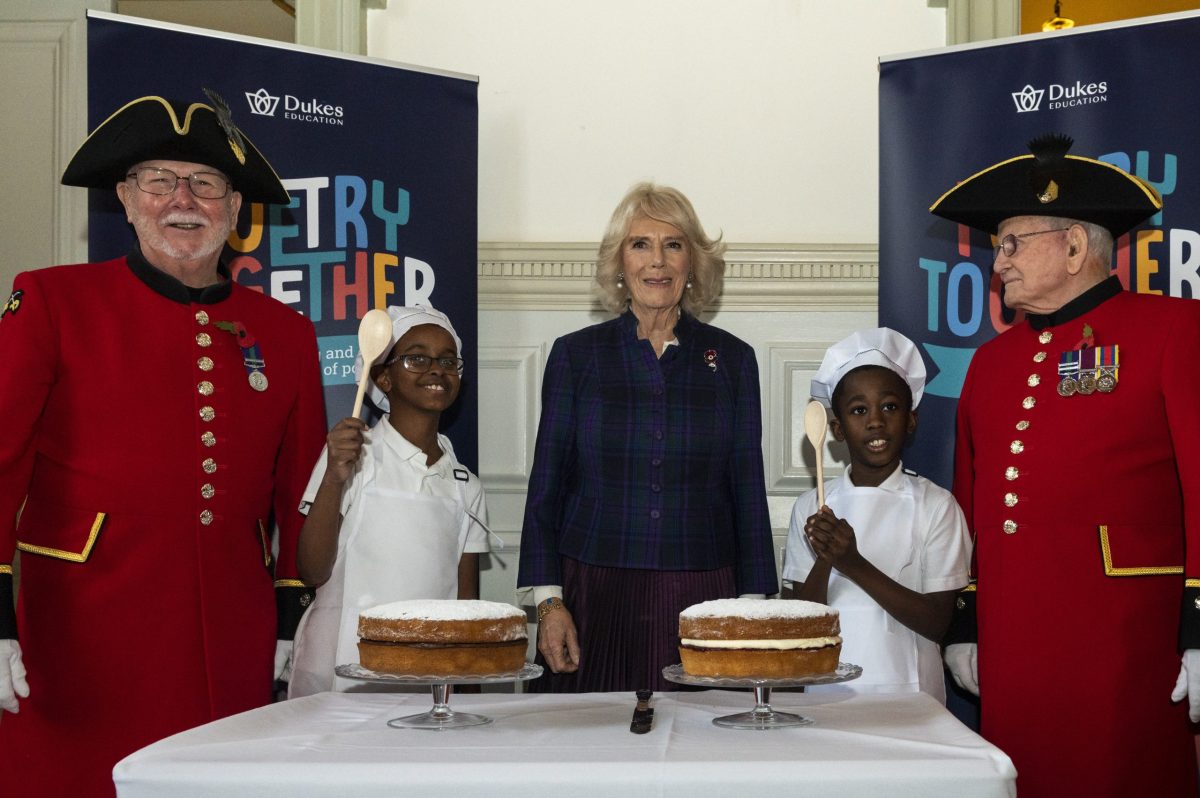 HRH Shares her cake recipe with school children and Chelsea Pensioners